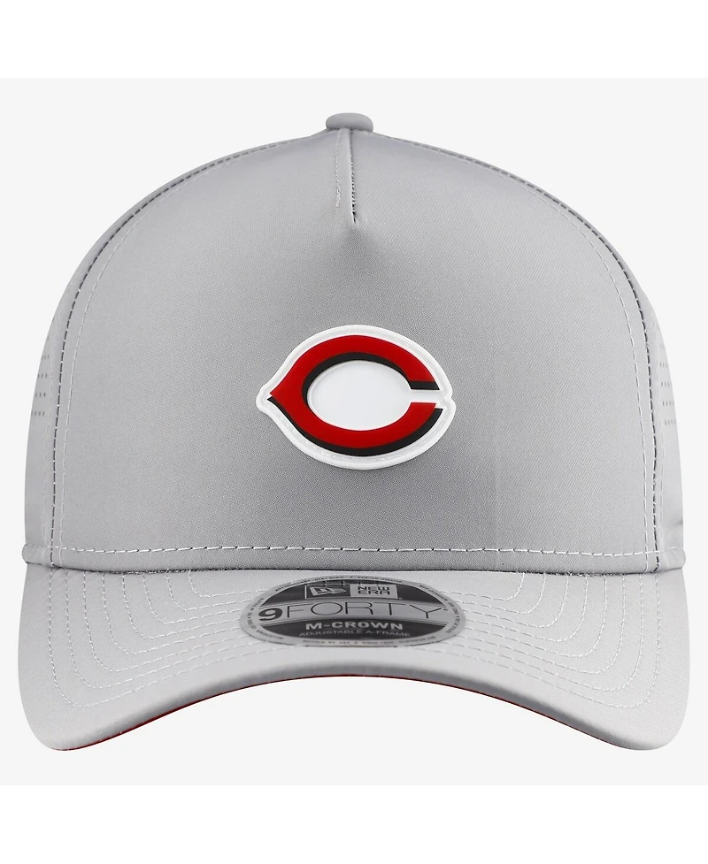 New Era Men's Gray Cincinnati Reds Micro Logo 9FORTY M-Crown A-Frame Adjustable Hat