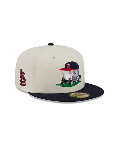 New Era Men's Cream/Navy St. Louis Cardinals Bullpen Cart 59FIFTY Fitted Hat