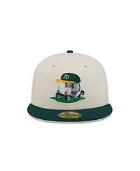 New Era Men's Cream/Green Athletics Bullpen Cart 59FIFTY Fitted Hat