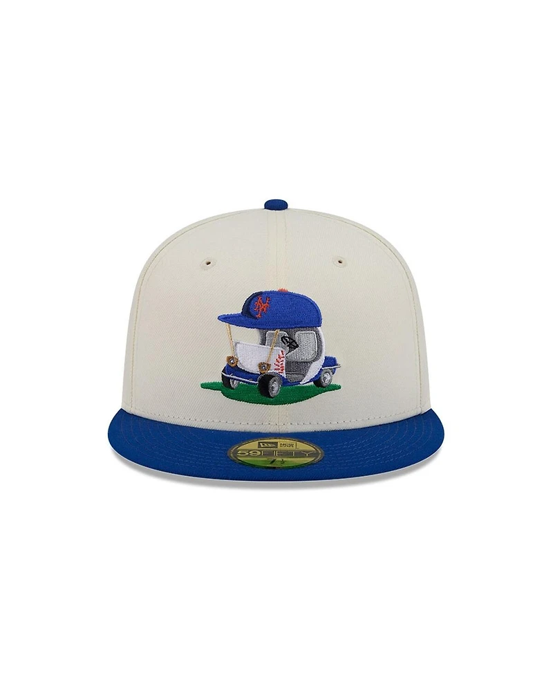 New Era Men's Cream/Royal York Mets Bullpen Cart 59FIFTY Fitted Hat