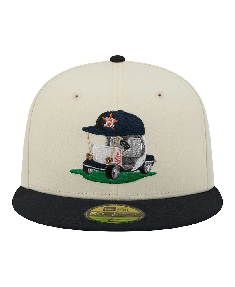 New Era Men's Cream/Navy Houston Astros Bullpen Cart 59FIFTY Fitted Hat