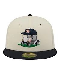 New Era Men's Cream/Navy Houston Astros Bullpen Cart 59FIFTY Fitted Hat