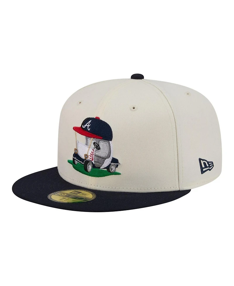 New Era Men's Cream/Navy Atlanta Braves Bullpen Cart 59FIFTY Fitted Hat