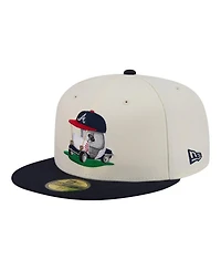 New Era Men's Cream/Navy Atlanta Braves Bullpen Cart 59FIFTY Fitted Hat