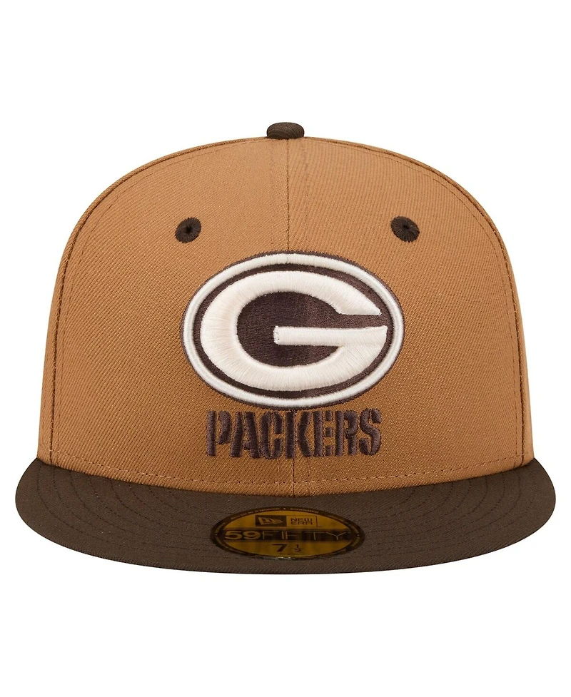 New Era Men's Light Brown/Dark Brown Green Bay Packers Two-Tone Walnut 59FIFTY Fitted Hat