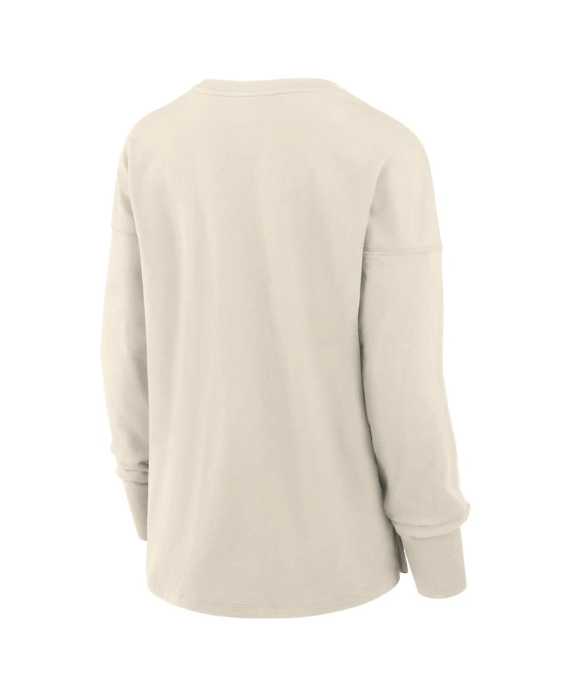 Fanatics Women's Cream Utah Mammoth Distressed Logo Long Sleeve T-Shirt