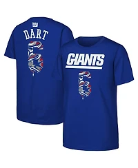 Outerstuff Big Boys and Girls Jaxson Dart Royal New York Giants Drip Player Name & Number Mainliner T-Shirt