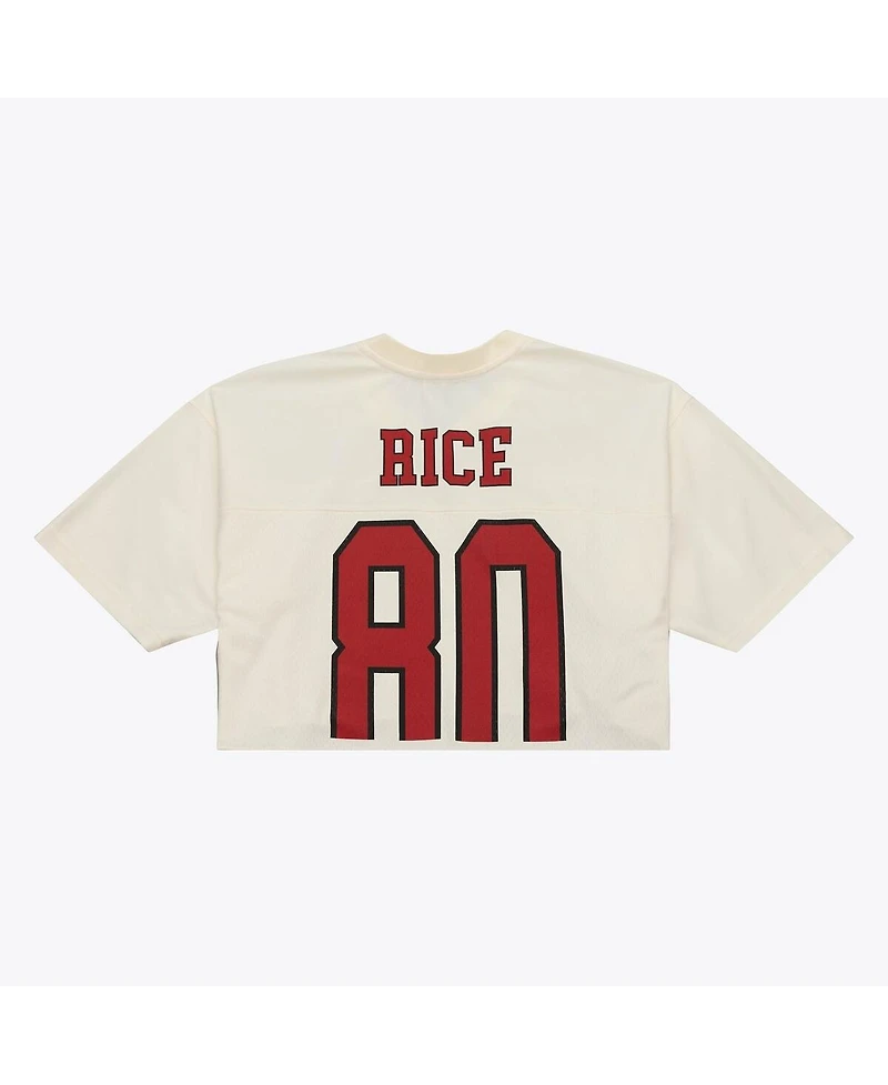Mitchell & Ness Women's Jerry Rice Cream San Francisco 49ers Retired Player Cropped Fashion Jersey