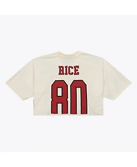 Mitchell & Ness Women's Jerry Rice Cream San Francisco 49ers Retired Player Cropped Fashion Jersey