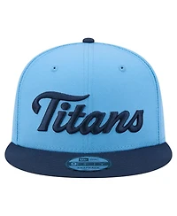 New Era Men's Light Blue/Navy Tennessee Titans Script 9FIFTY Snapback Hat