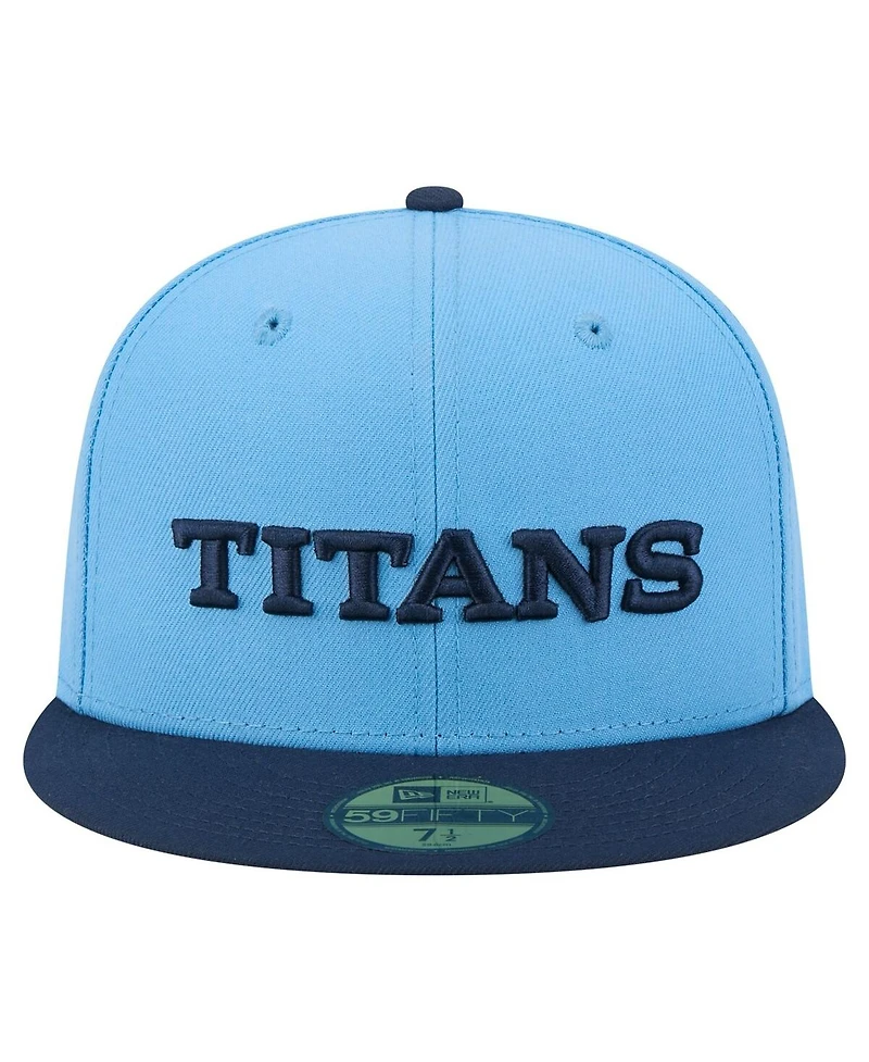 New Era Men's Light Blue/Navy Tennessee Titans Wordmark 59FIFTY Fitted Hat