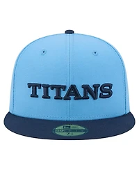 New Era Men's Light Blue/Navy Tennessee Titans Wordmark 59FIFTY Fitted Hat