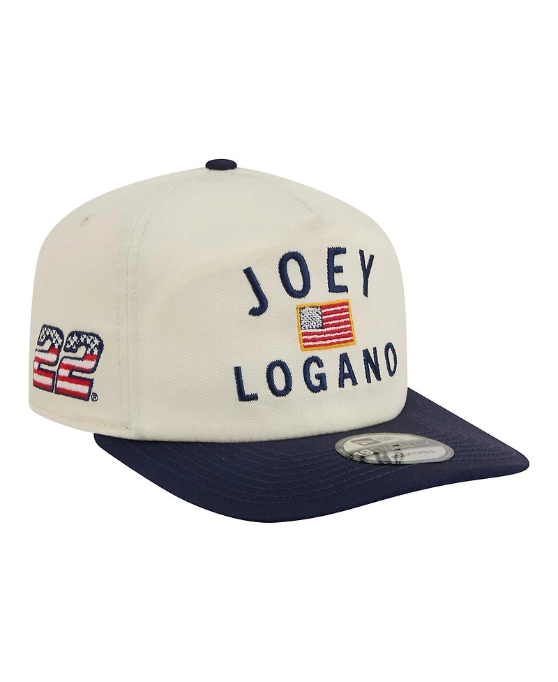 New Era Men's Cream/Navy Joey Logano Flag 19TWENTY Adjustable Hat