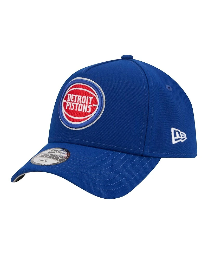 New Era Big Boys and Girls Blue Detroit Pistons 9FORTY A-Frame Adjustable Hat