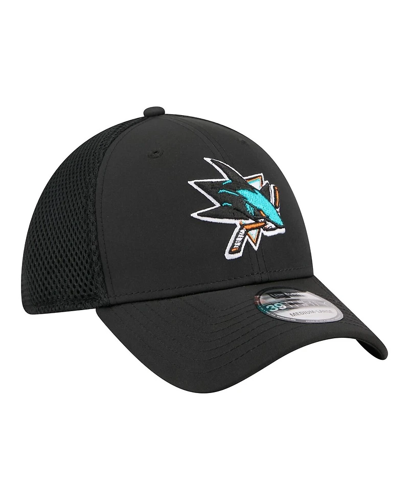 New Era Men's Black San Jose Sharks Logo 39THIRTY Flex Hat