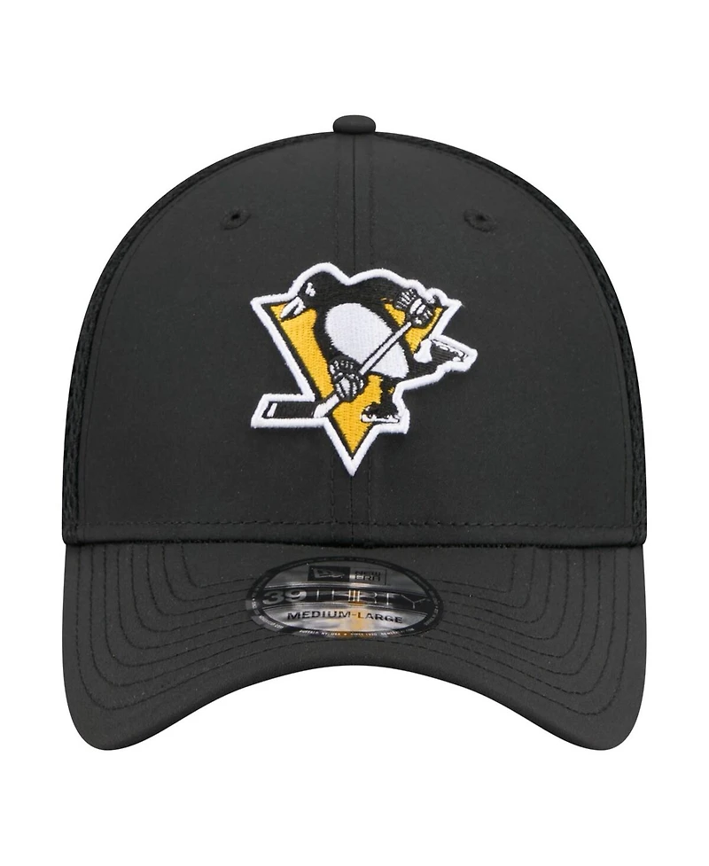 New Era Men's Black Pittsburgh Penguins Logo 39THIRTY Flex Hat