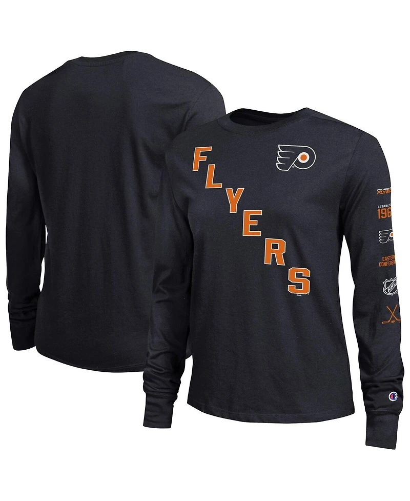 Champion Women's Black Philadelphia Flyers 2-Hit Long Sleeve T-Shirt