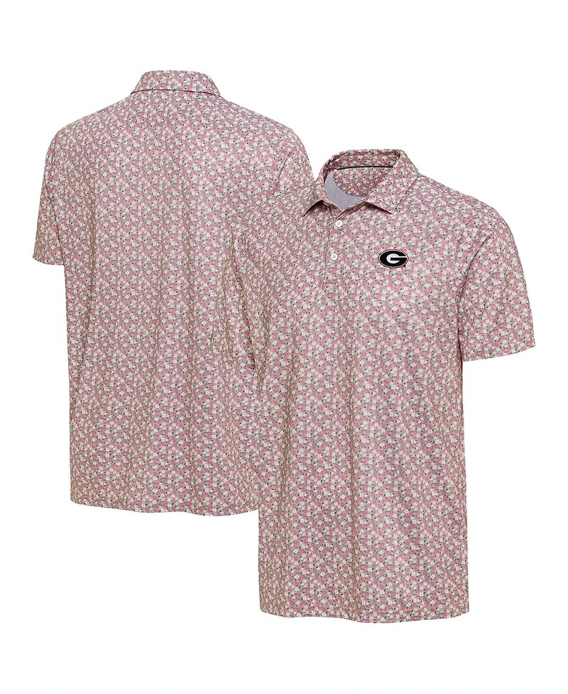 Antigua Men's Pink Georgia Bulldogs Desert Dry Dogwood Polo Shirt