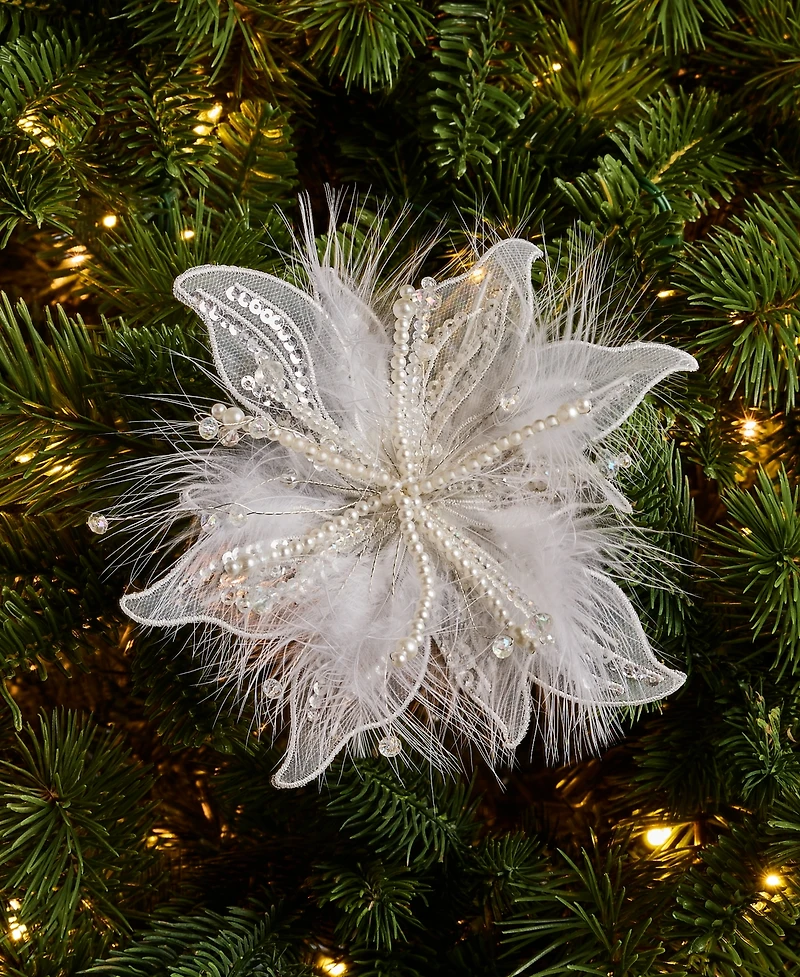 Holiday Lane Gilded Glamour Feather Flower Clip, Macy's Exclusive