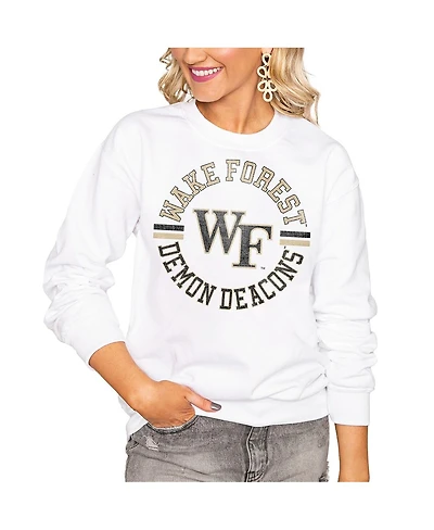 Gameday Couture Women's White Wake Forest Demon Deacons Oversized Vintage Days Perfect Crew Sweatshirt