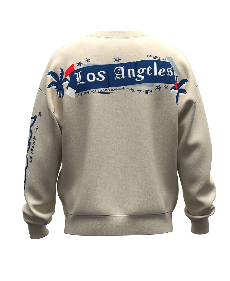 Fanatics Women's Beige Los Angeles Dodgers Graffiti Fleece Sweatshirt