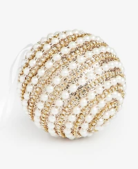 Holiday Lane Gilded Glamour Pearl Stripe Ball Ornament, Macy's Exclusive
