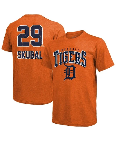 Majestic Threads Men's Tarik Skubal Orange Detroit Tigers Triblend Name and Number T-Shirt