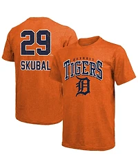 Majestic Threads Men's Tarik Skubal Orange Detroit Tigers Triblend Name and Number T-Shirt