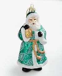 Holiday Lane Holiday Toile Santa with Coat and Lantern Ornament, Macy's Exclusive