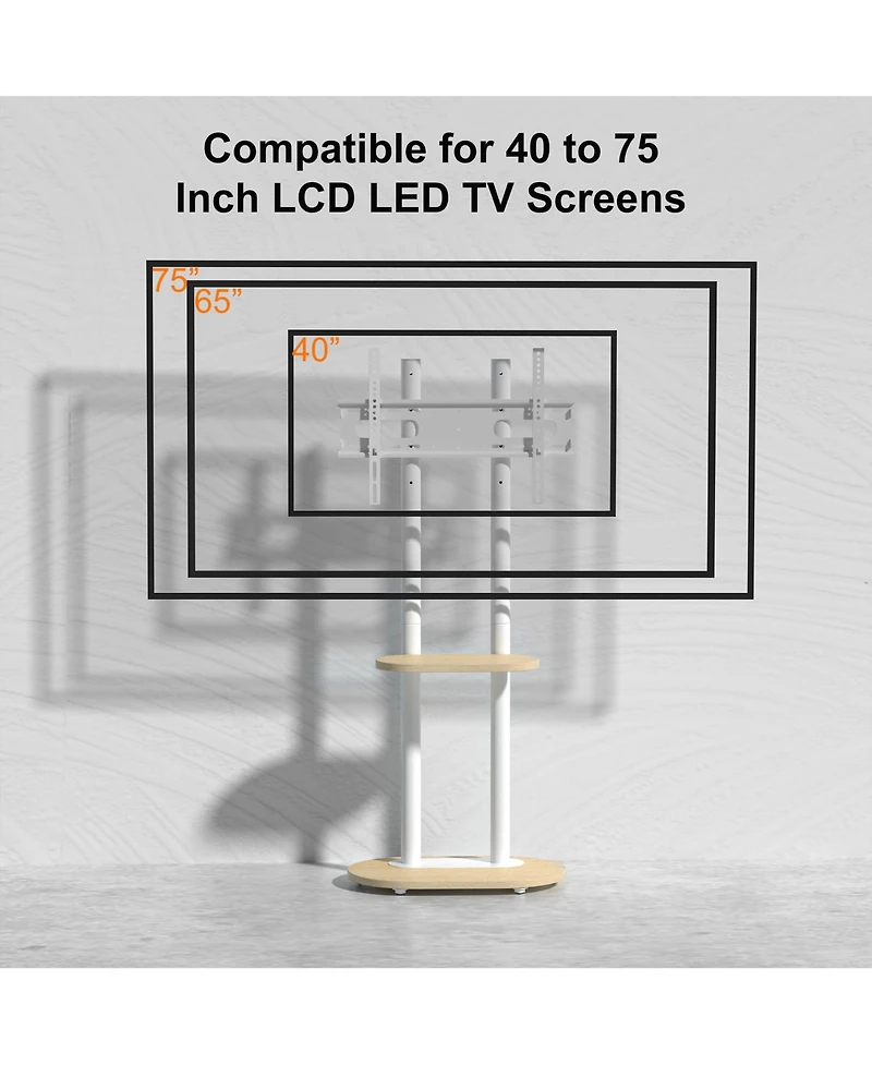 Unho Rolling Tv Stand with Mount for Living Room Bedroom 40-75 inch TVs,Max Vesa 600400mm