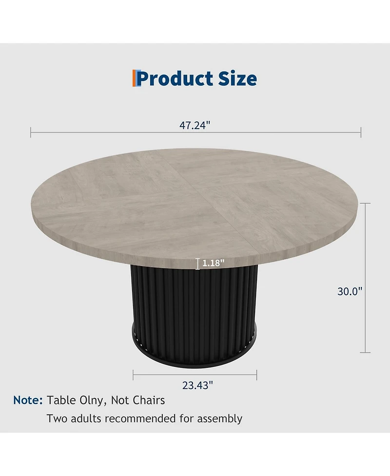 homfan Round Dining Table for 4 to 6 with Wave Metal Pedestal Base, 47.24 Kitchen and Room