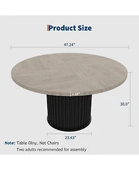 homfan Round Dining Table for 4 to 6 with Wave Metal Pedestal Base, 47.24 Kitchen and Room