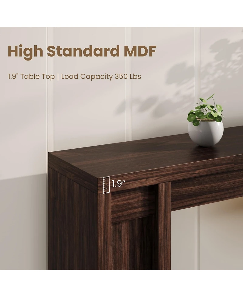 homfan Extra Long Narrow Console Table, Farmhouse Sofa Table for Entryway or Behind Couch, Engineered Wood Hallway Accent