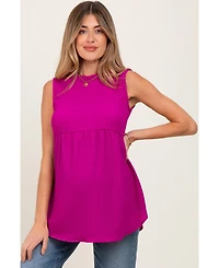 Pinkblush Maternity Magenta Ruffle Mock Neck Sleeveless Blouse