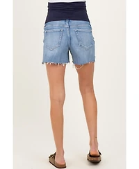 Pinkblush Maternity Blue Distressed Frayed Hem Jean Shorts