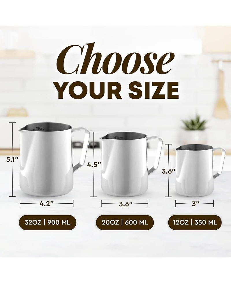 Frothing Pitcher Milk Frother Cup - Easy to Read Measurements
