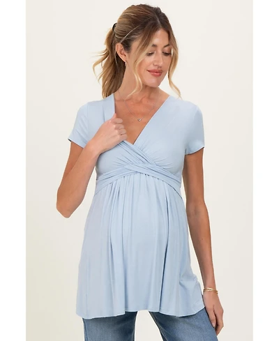 Pinkblush Maternity Light Blue Draped Front Nursing Top