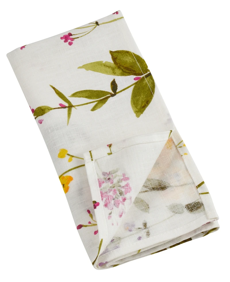 Saro Lifestyle Watercolor Floral Stems Table Napkins, Set of 4