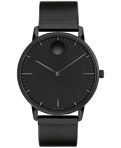 Movado Unisex Movado Face Swiss Quartz Ionic Plated Steel Watch 41mm