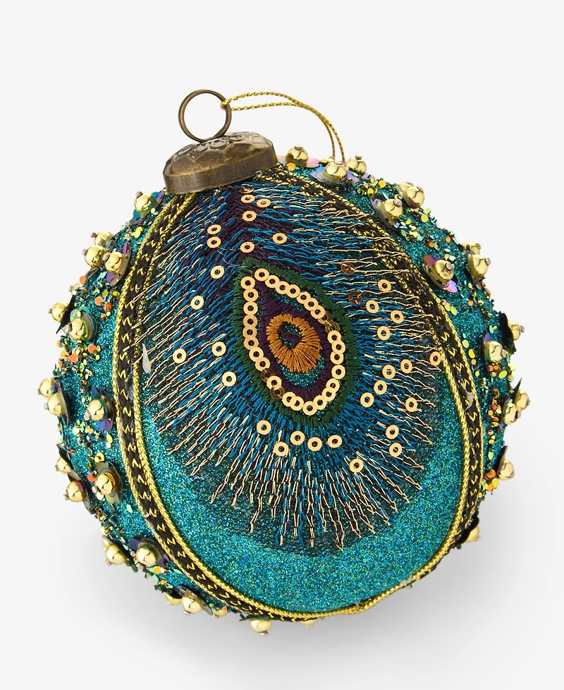 Holiday Lane Peacock Embellished Ball Ornament, Macy's Exclusive