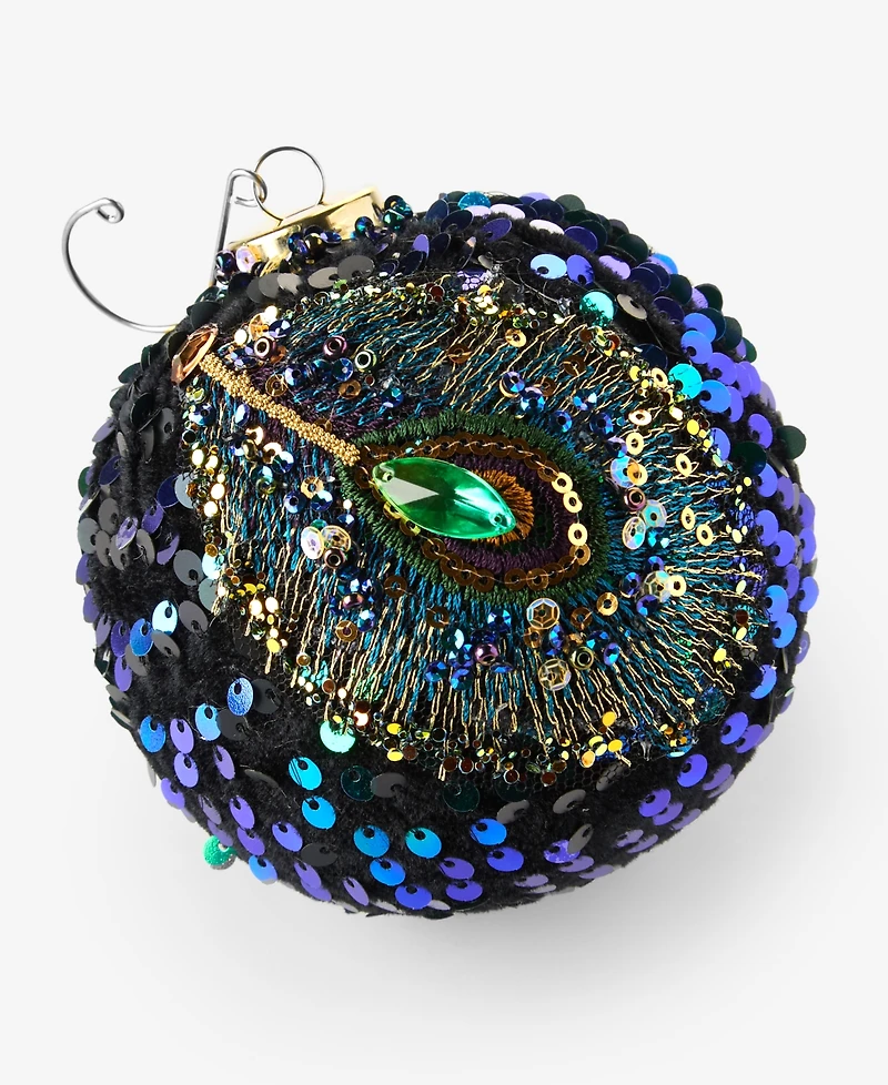 Holiday Lane Peacock Sequined Ball Ornament, Macy's Exclusive