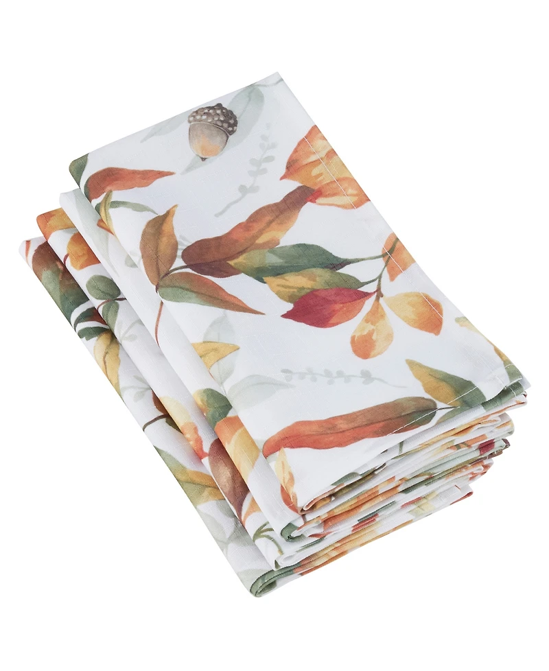 Saro Lifestyle Fall Leaf Design Dinner Table Napkins, Set of 4