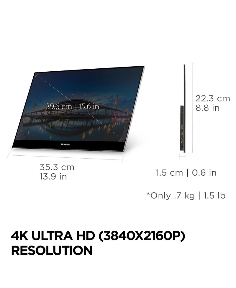 ViewSonic VX1655-4K-oled 16:9 4K UltraHD Portable Ips Led Monitor