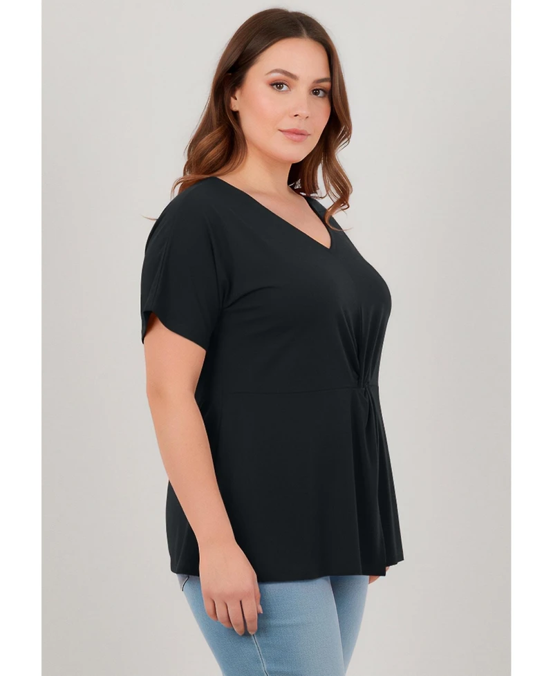 Avenue Women's Plus Audrey Twist Knot Top
