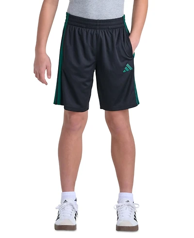 adidas Boys' 8-20 Elastic Waistband Essentials 3-Stripe Shorts
