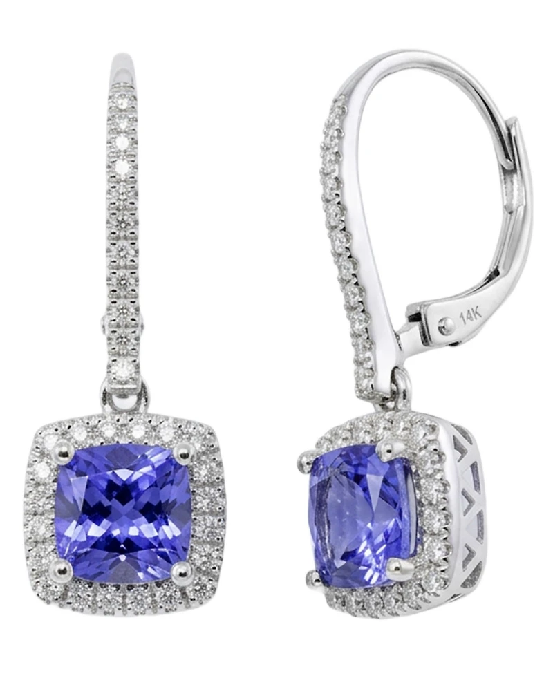 Macy's Tanzanite (1-3/4 ct. t.w.) & Diamond (1/3 ct. t.w.) Drop Earrings in 14k White Gold