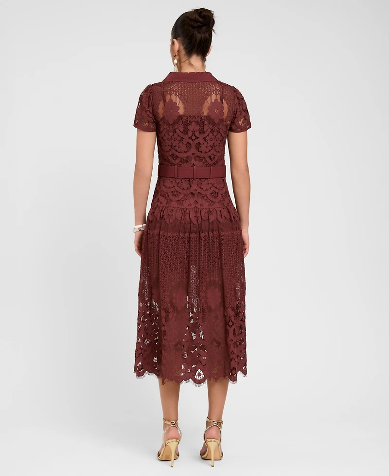 Rachel Roy Women's Jolene Collared Lace Midi Dress