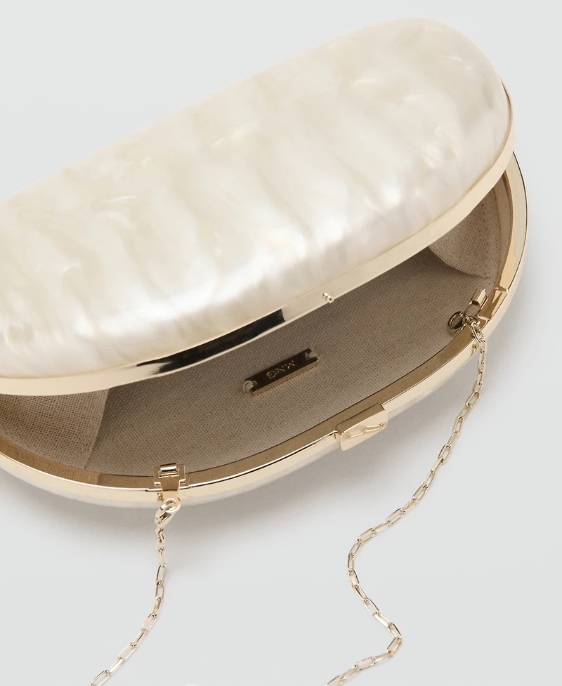 Mango Women's Cultivated Pearl-Effect Clutch Bag
