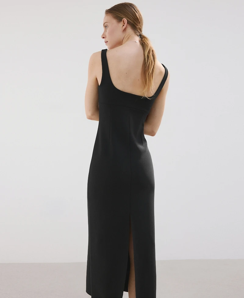 Mango Women's Straight-Neckline Fitted Dress