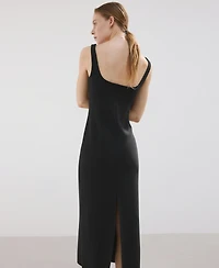 Mango Women's Straight-Neckline Fitted Dress